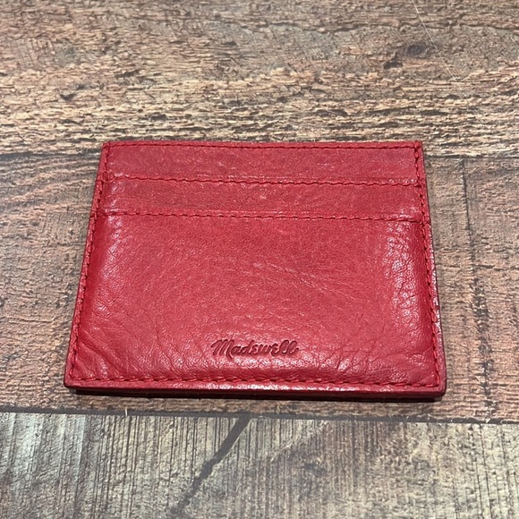 Madewell Men's The Leather Card Case G2704 Unisex Red Monogrammed  SCG - Picture 3 of 4